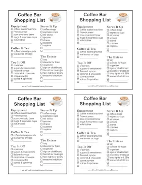 Coffee Bar Shopping List