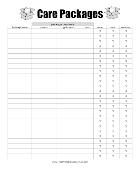 College Care Package Planner