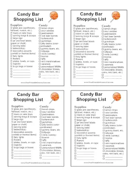 Festive Candy Bar Shopping List