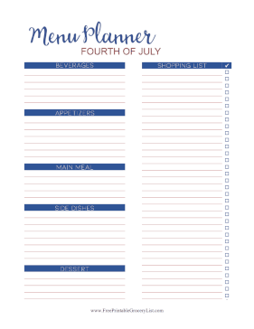 Fourth Of July Meal Grocery List