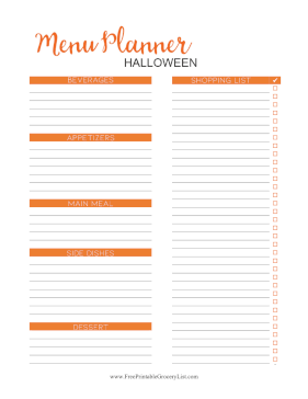 Halloween Party Grocery List